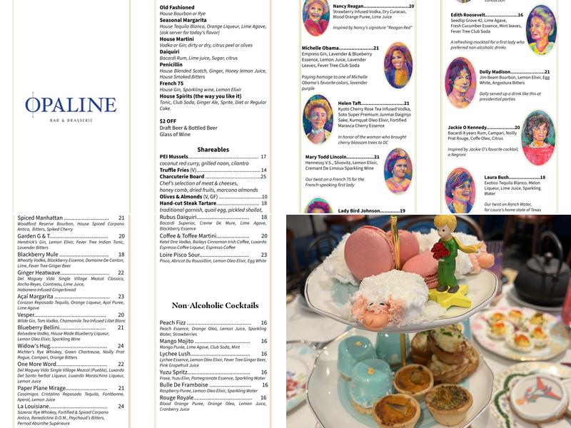 Opaline Bar and Brasserie Menu