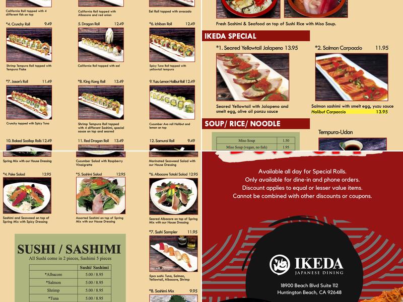 Ikeda Japanese Dining Menu