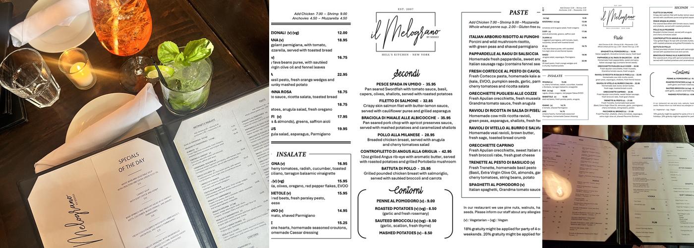 Il Melograno Menu