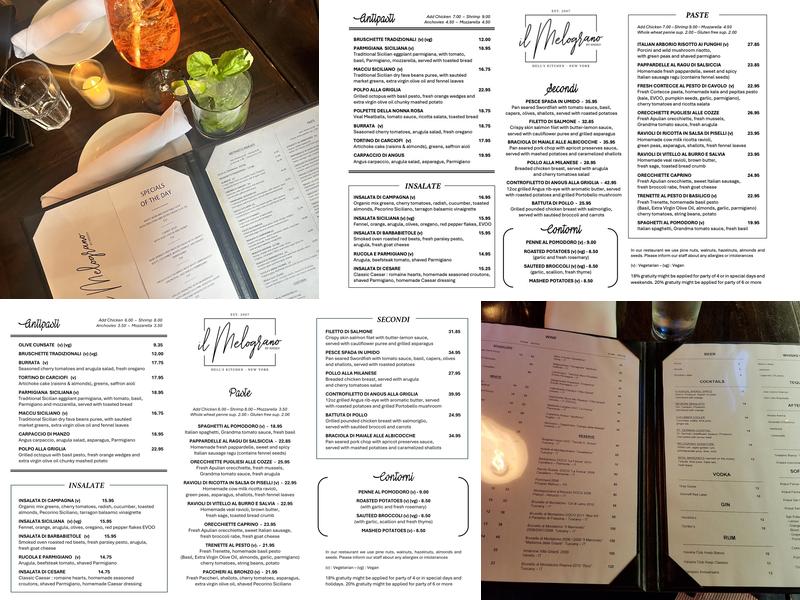 Il Melograno Menu