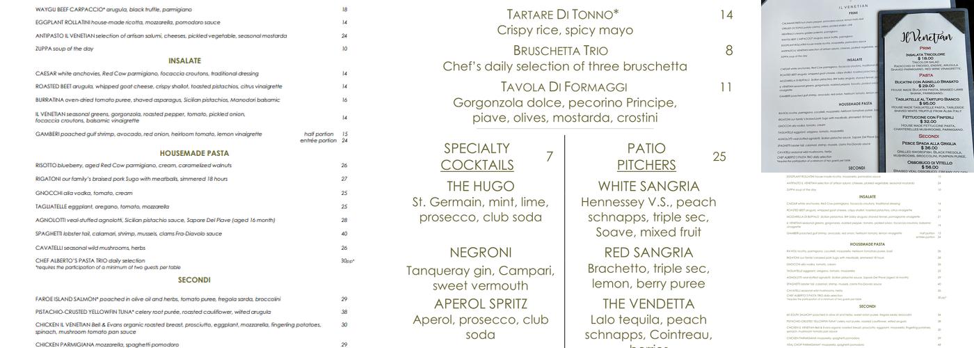 Il Venetian Menu