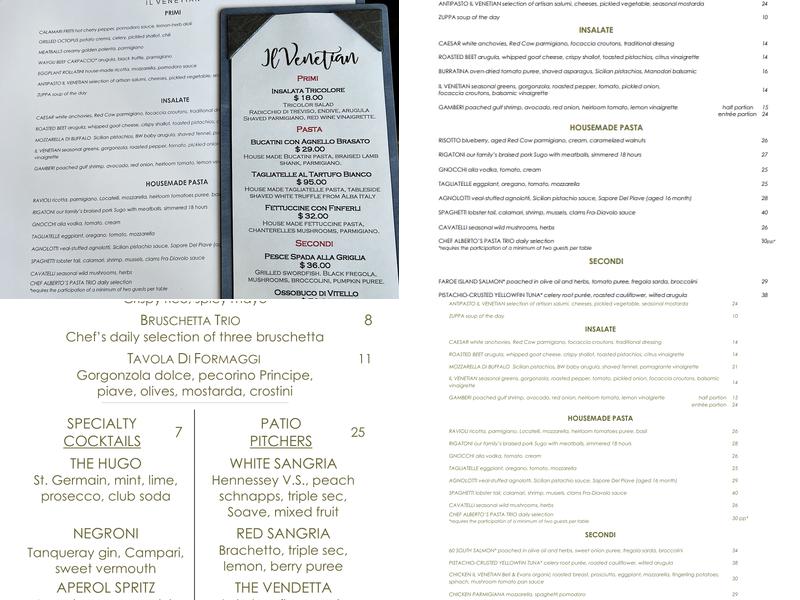 Il Venetian Menu
