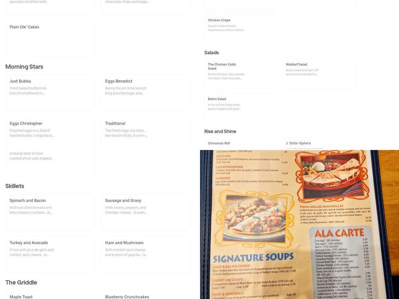 J. Christopher's Menu