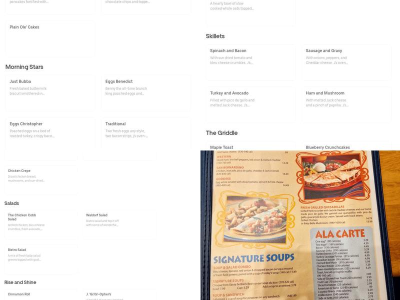 J. Christopher's Menu