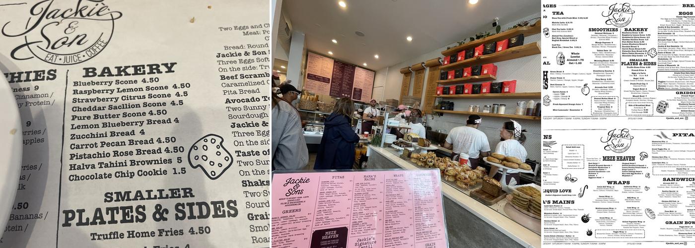 Jackie and Sons Menu