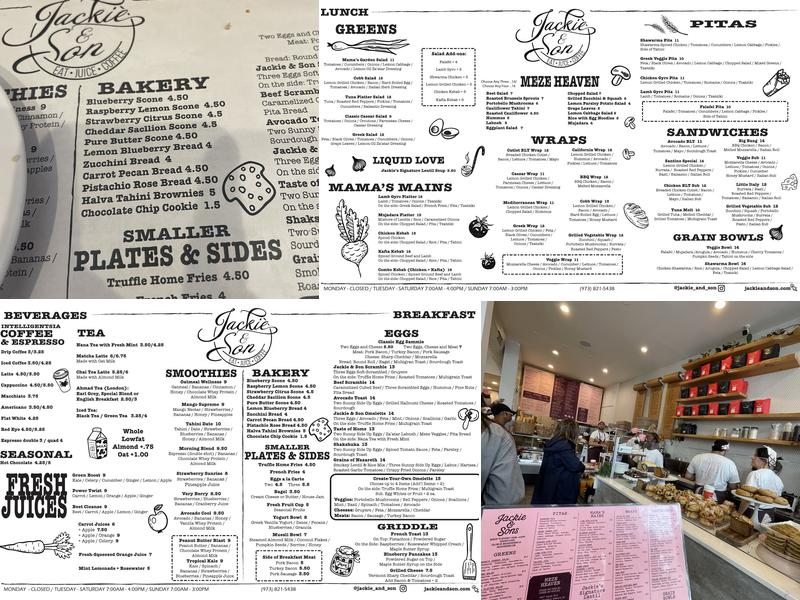 Jackie and Sons Menu
