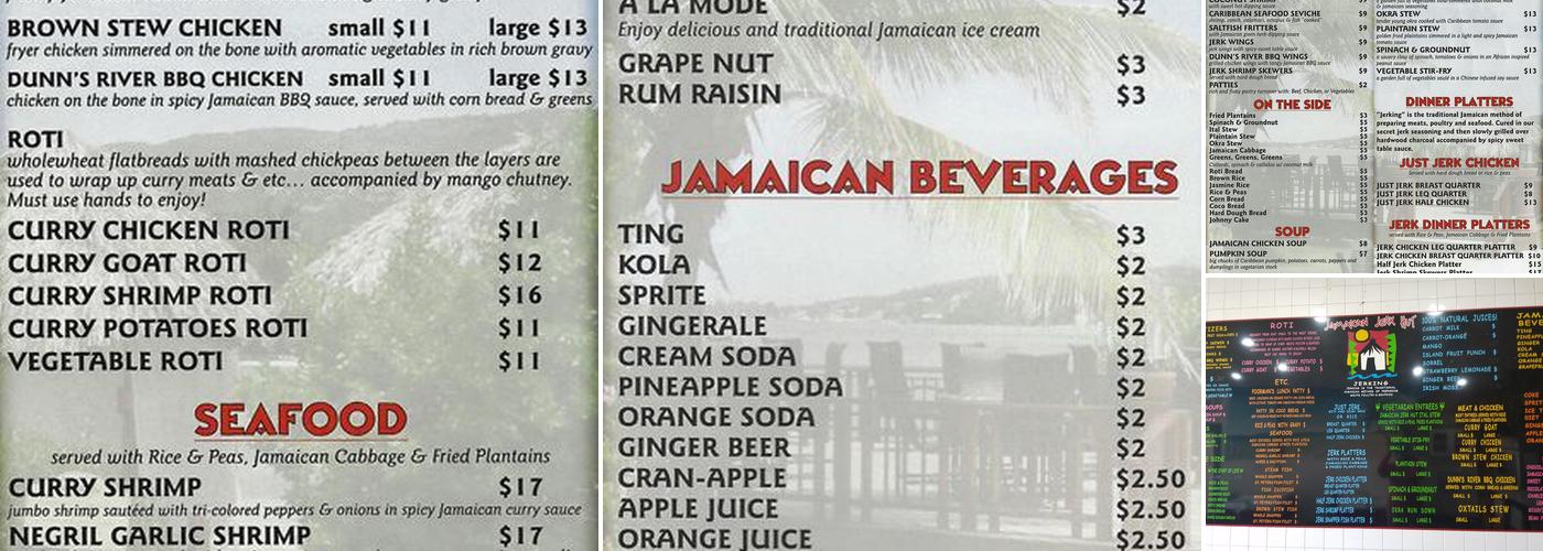 Jamaican Jerk Hut Menu