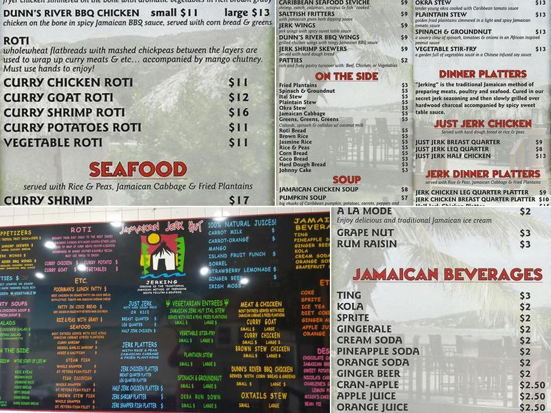 Jamaican Jerk Hut Menu