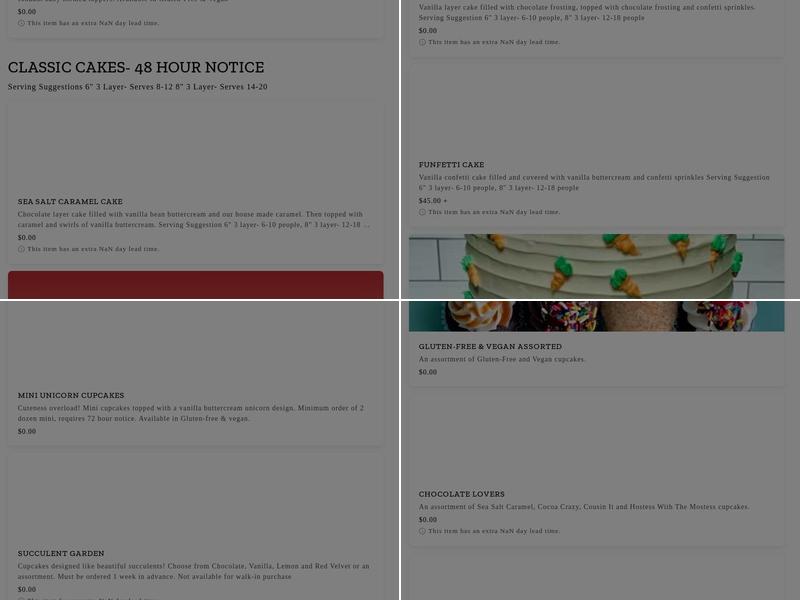 James & the Giant Cupcake Menu