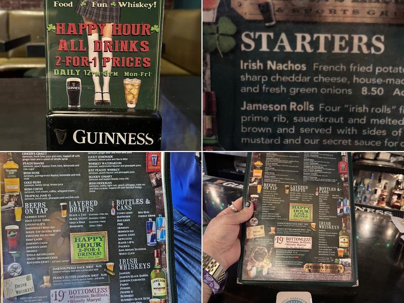 Jameson's Irish Pub Menu