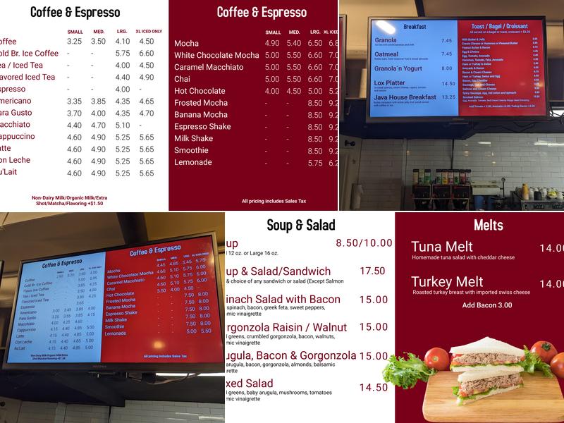 Java House Menu