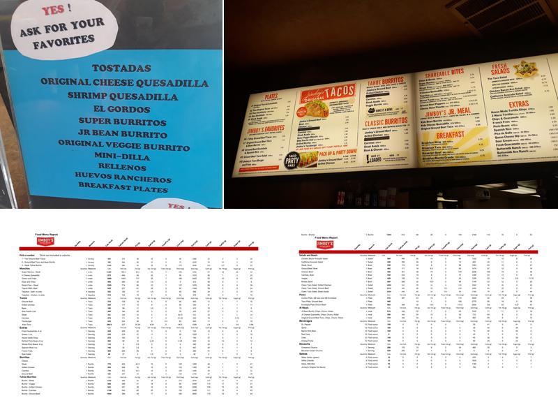 Jimboy's Tacos Menu