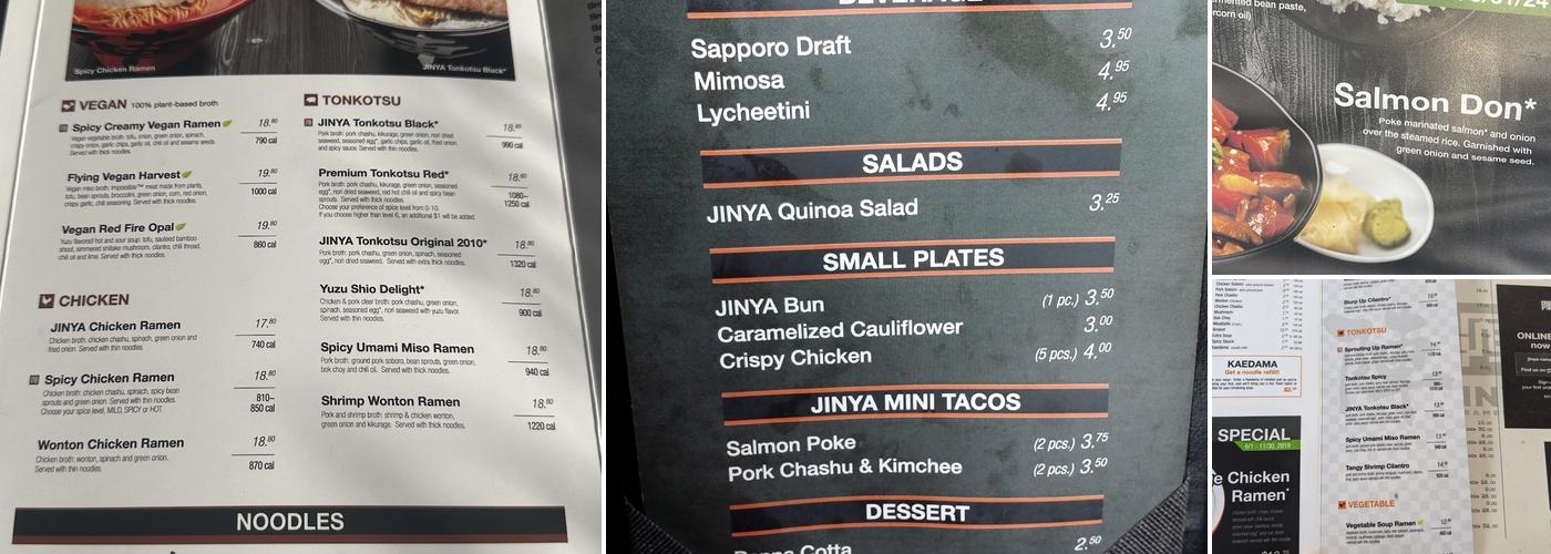 JINYA Ramen Bar - Burbank Menu