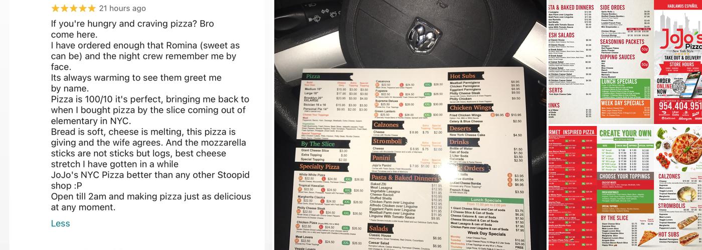JoJo's Ny Style Pizza Menu