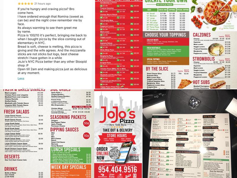 JoJo's Ny Style Pizza Menu