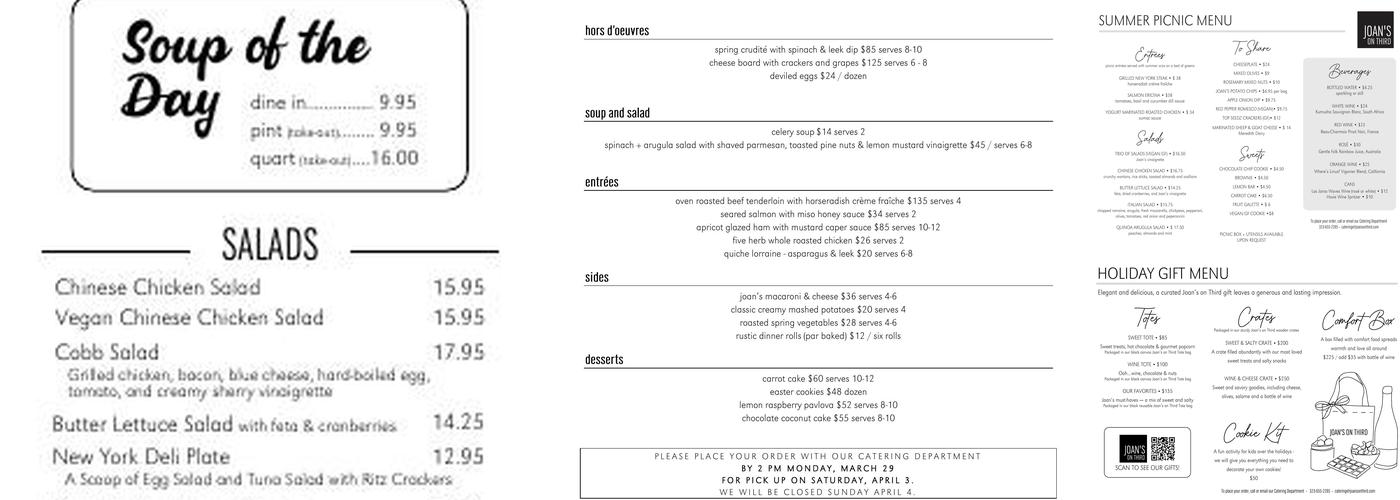 Joan’s on Third Menu