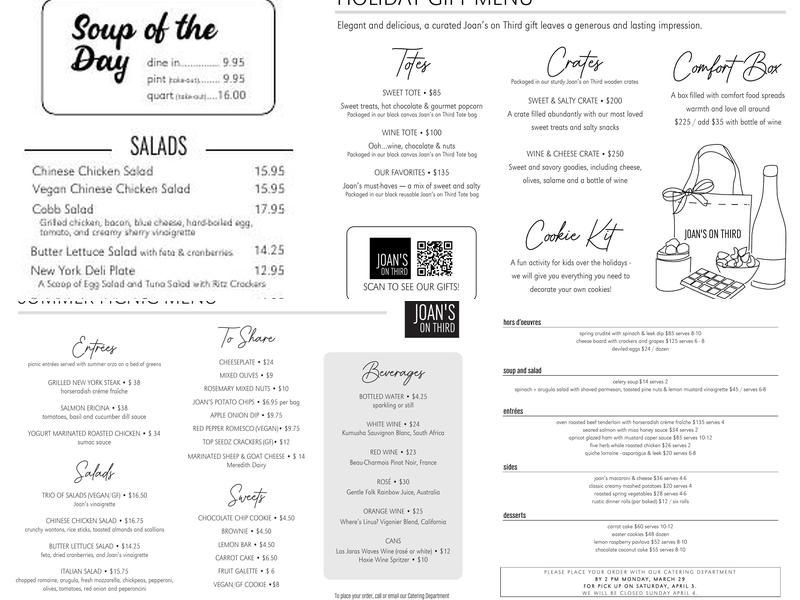 Joan’s on Third Menu