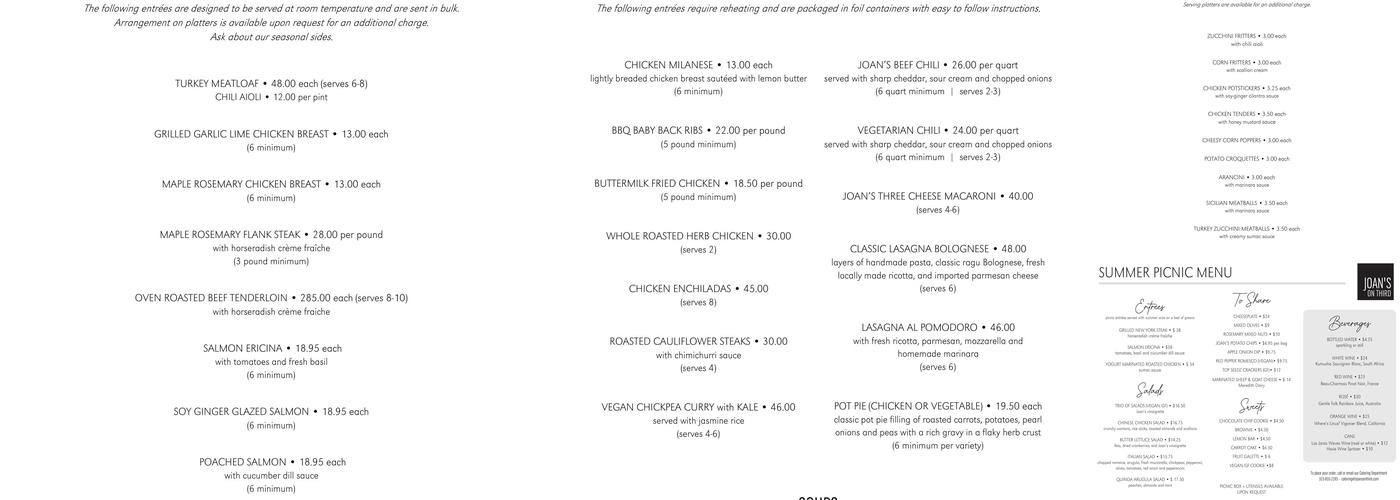 Joan's on Third Menu