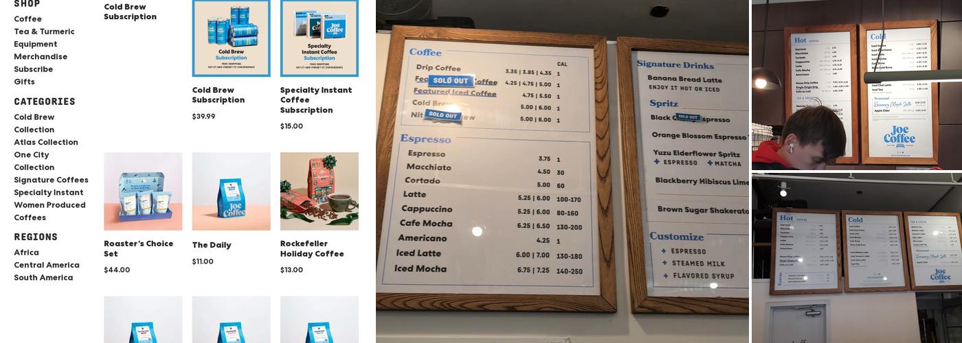 Joe Coffee Company Menu