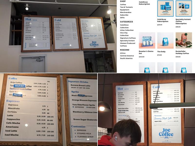 Joe Coffee Company Menu