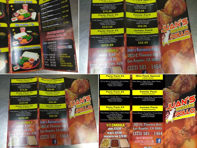 Juan's Rotisserie Pollo Menu