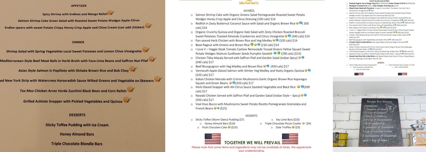 Julles Posh Food Co. LLC Menu