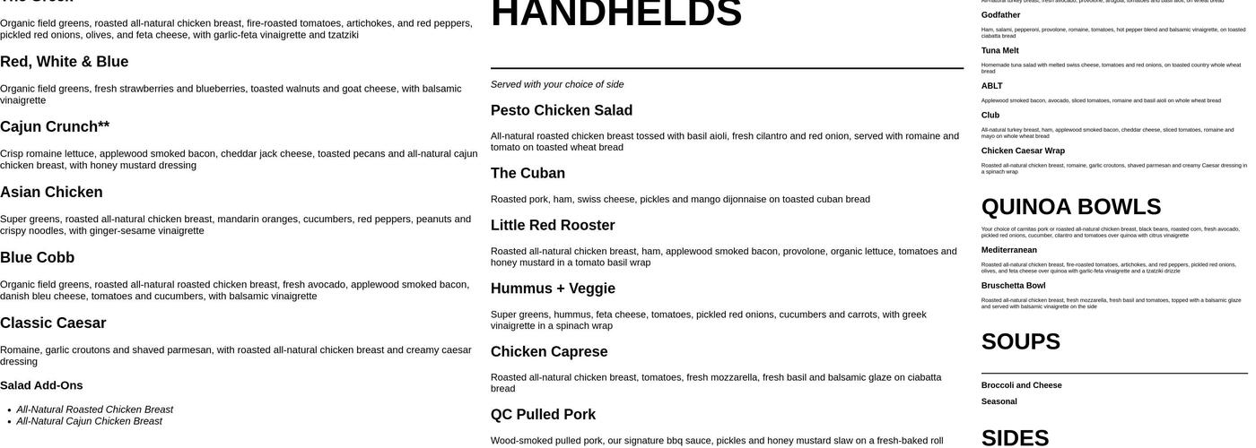 Just Fresh Menu