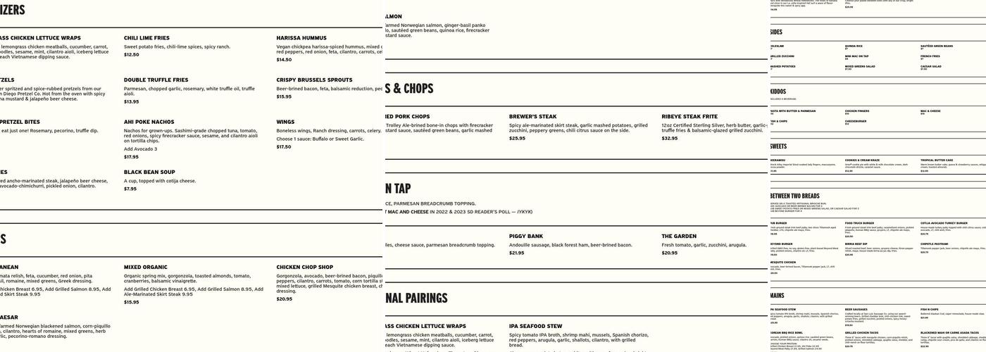 Karl Strauss Brewing Company Menu