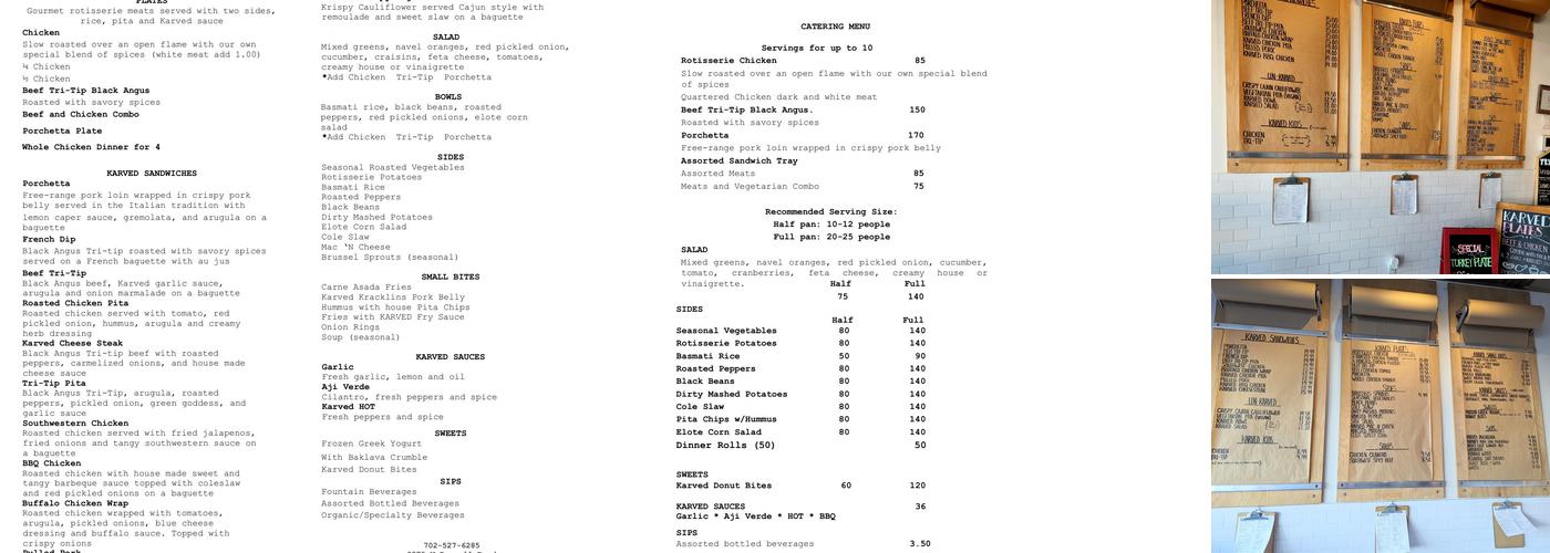 Karved Menu