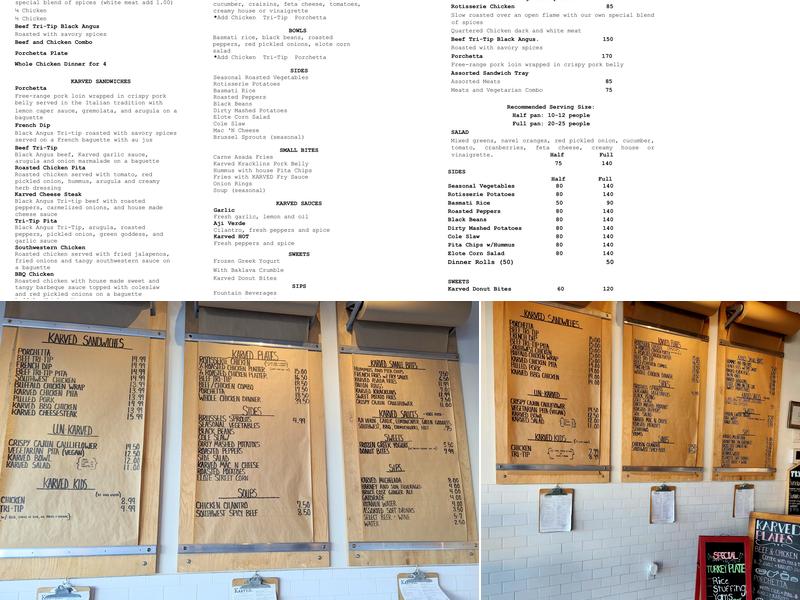 Karved Menu