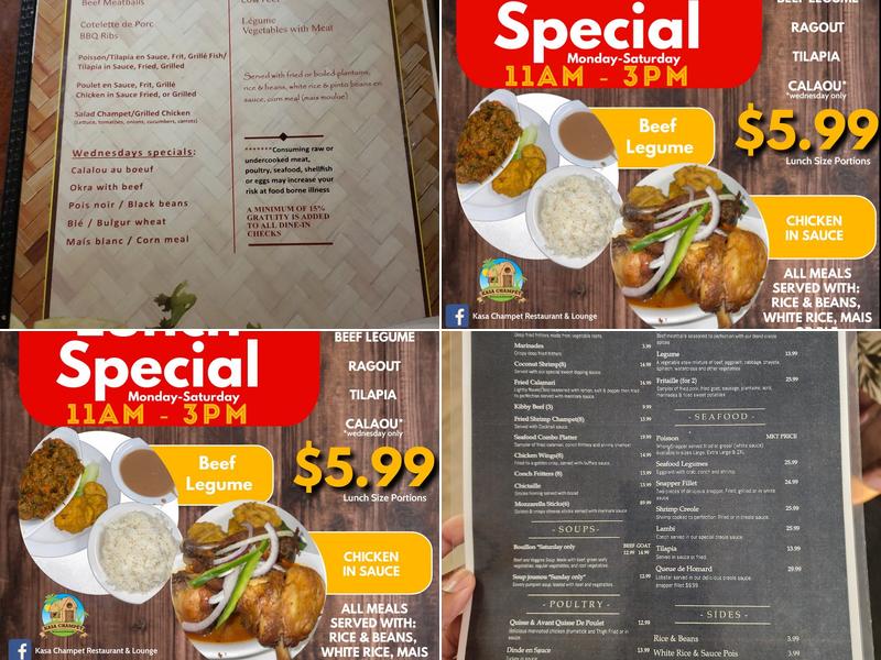 Kasa Champet Restaurant and Lounge Menu