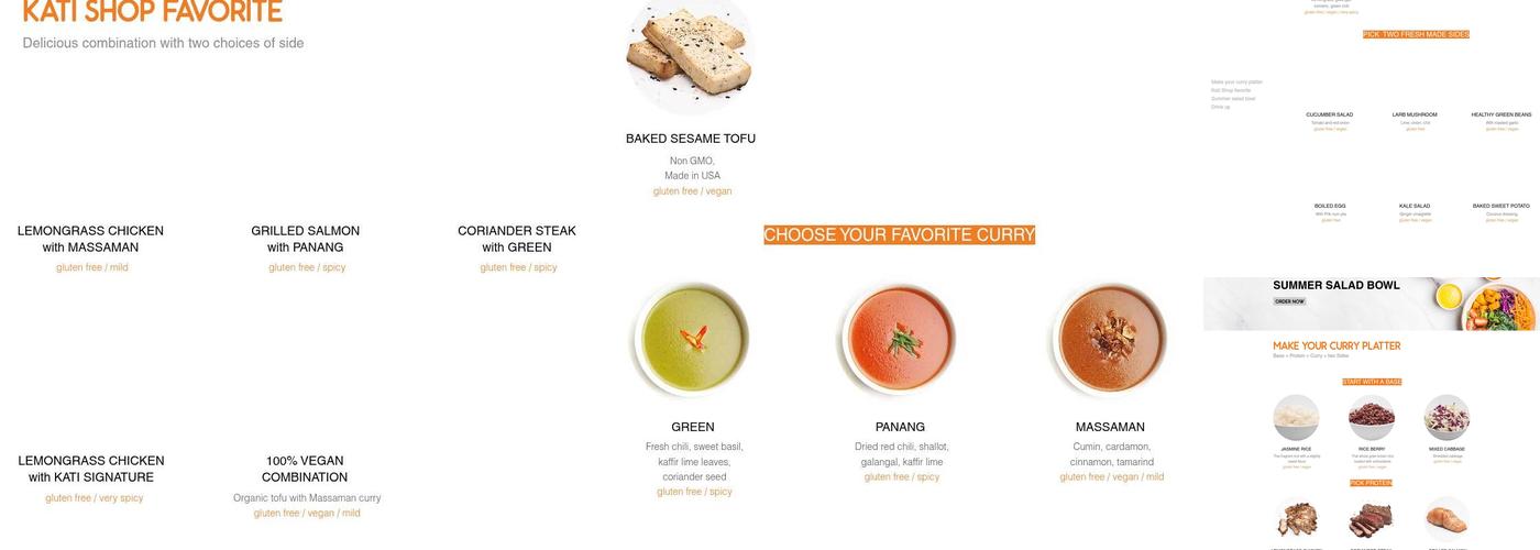 Kati Shop : Thai • Curry • Rice Menu