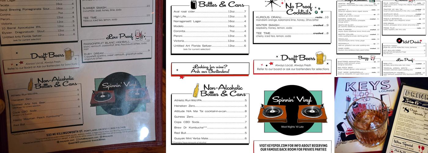 Keys Lounge Menu