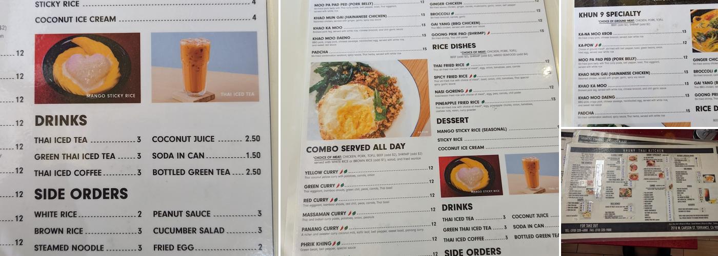 Khun 9 Thai Kitchen Menu