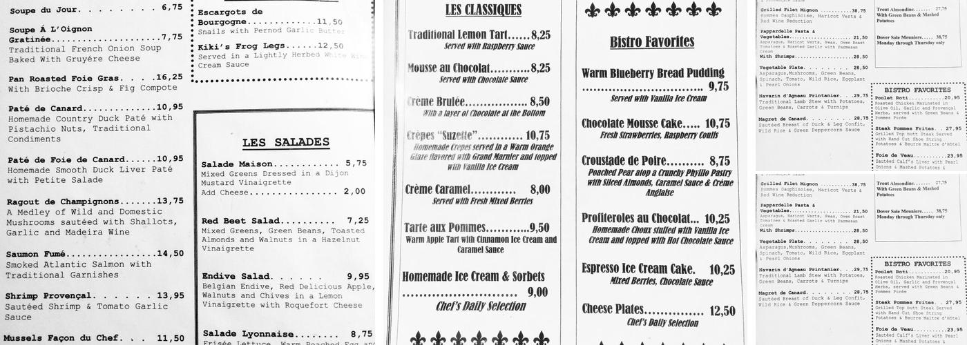 Kiki's Bistro Menu