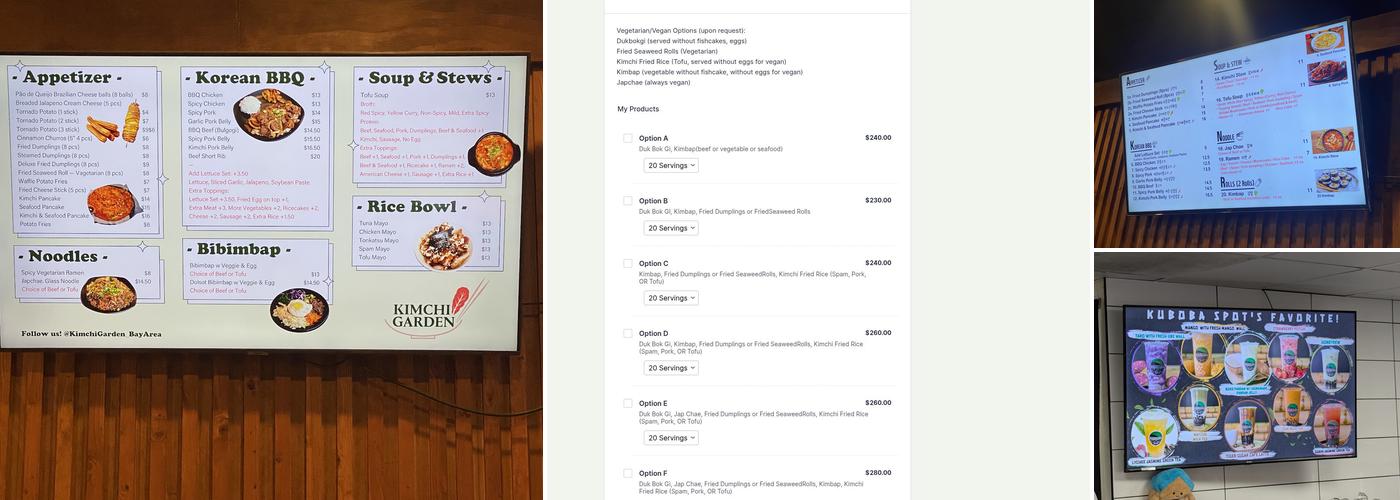 Kimchi Garden Menu