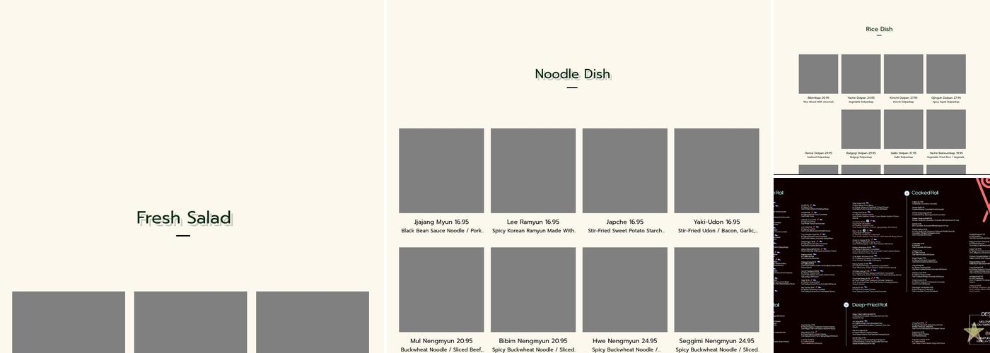 Kimchi Restaurant Menu