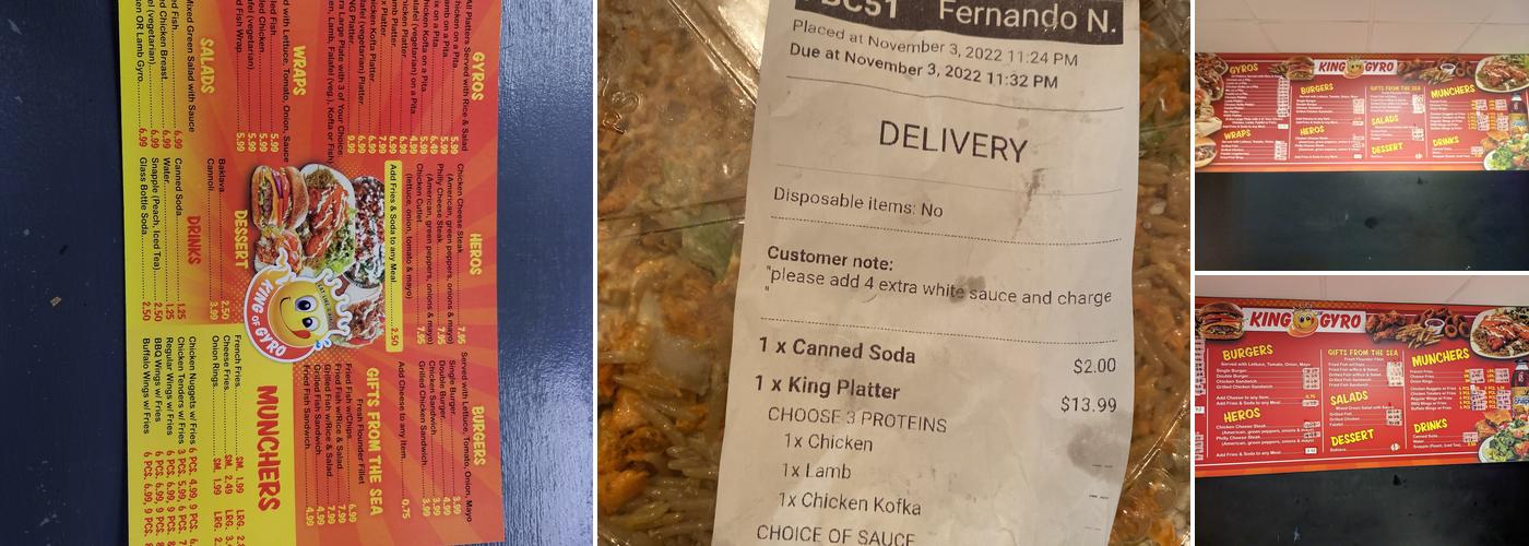 King of Gyro Menu