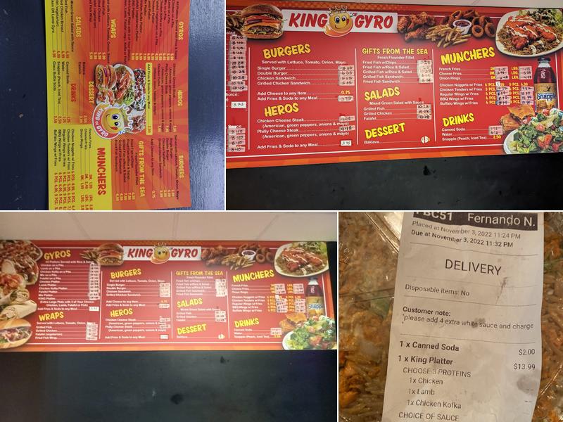 King of Gyro Menu