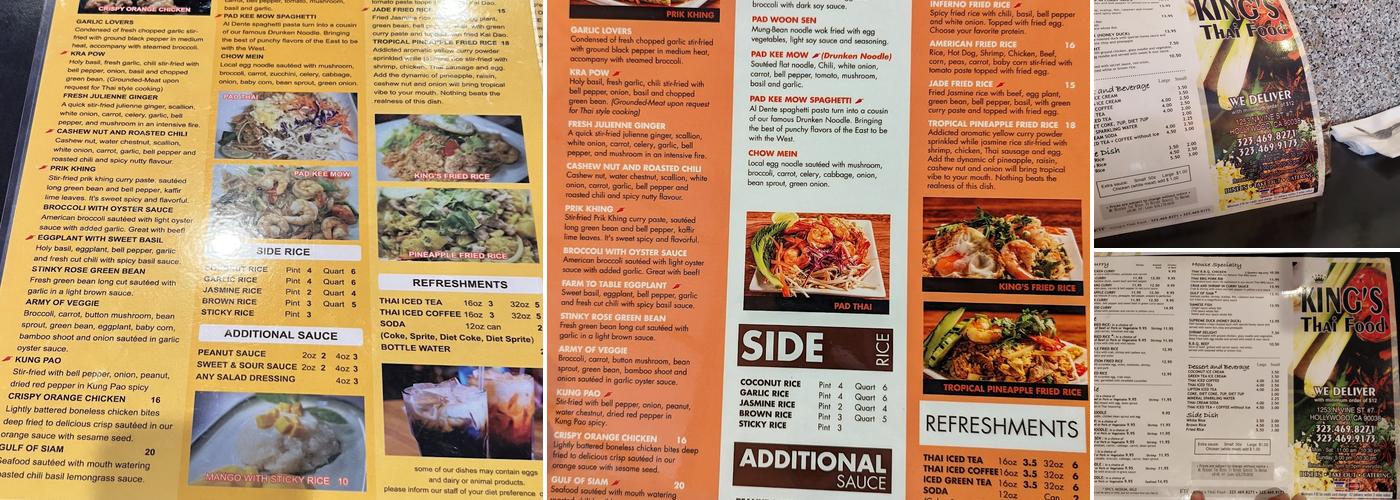 King's Thai Food Menu