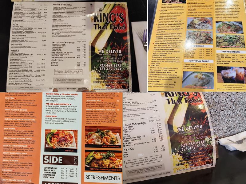 King's Thai Food Menu