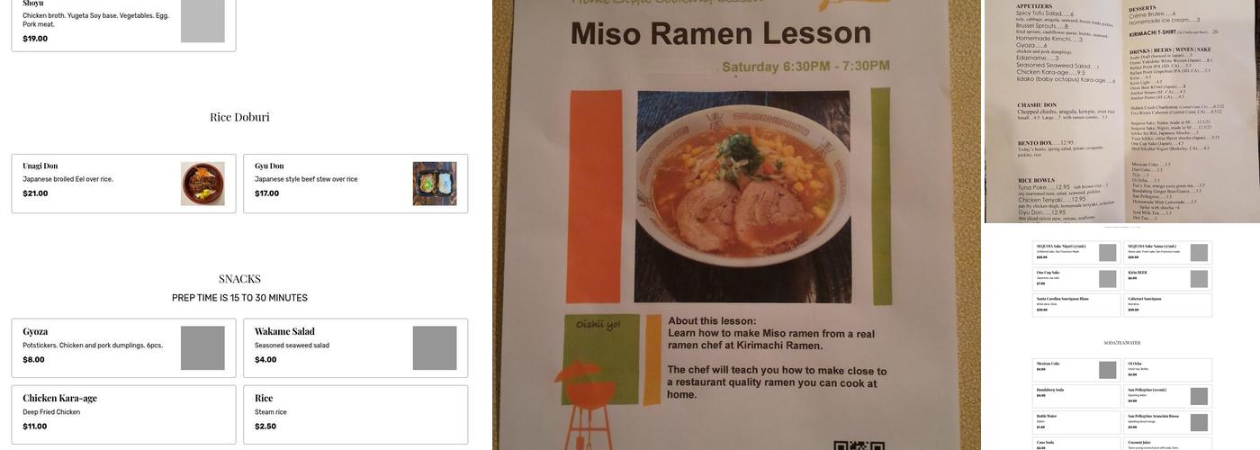 Kirimachi Ramen Menu