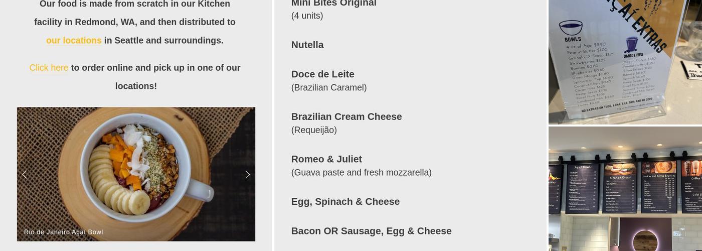 Kitanda Espresso and Acai - University District Menu