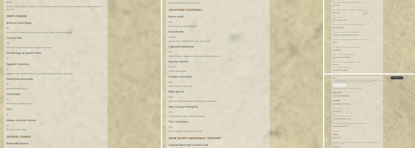 Kite & Key Menu