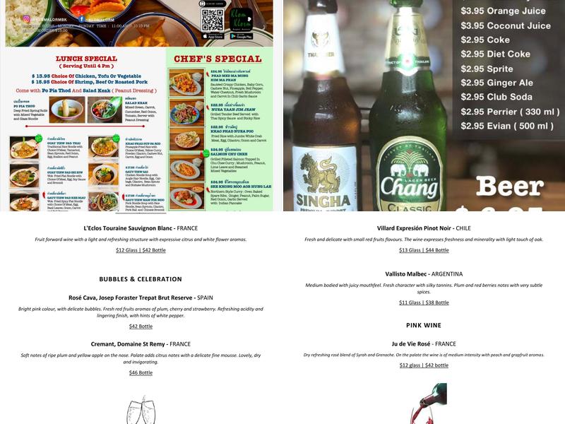 Klom Klorm Menu