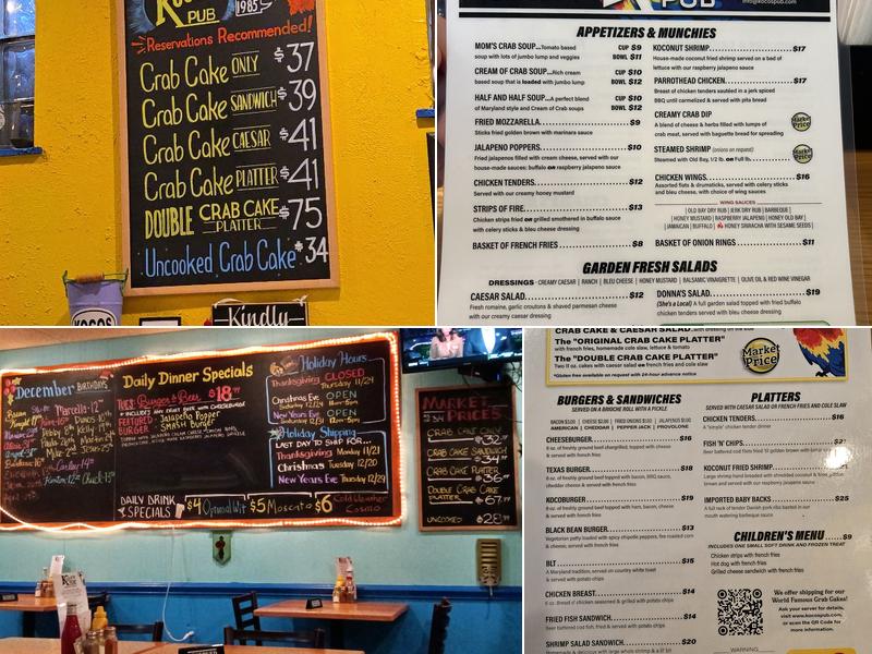 Koco's Pub Menu