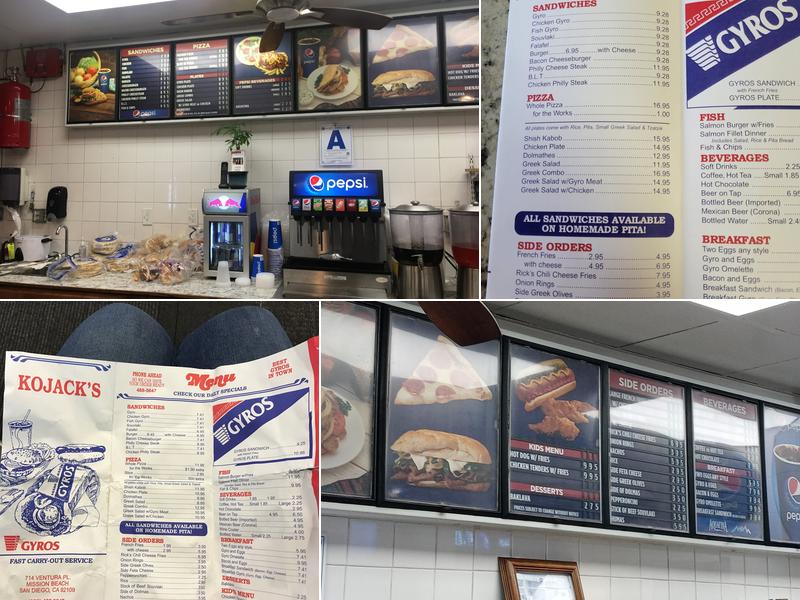 Kojack's Restaurant Menu