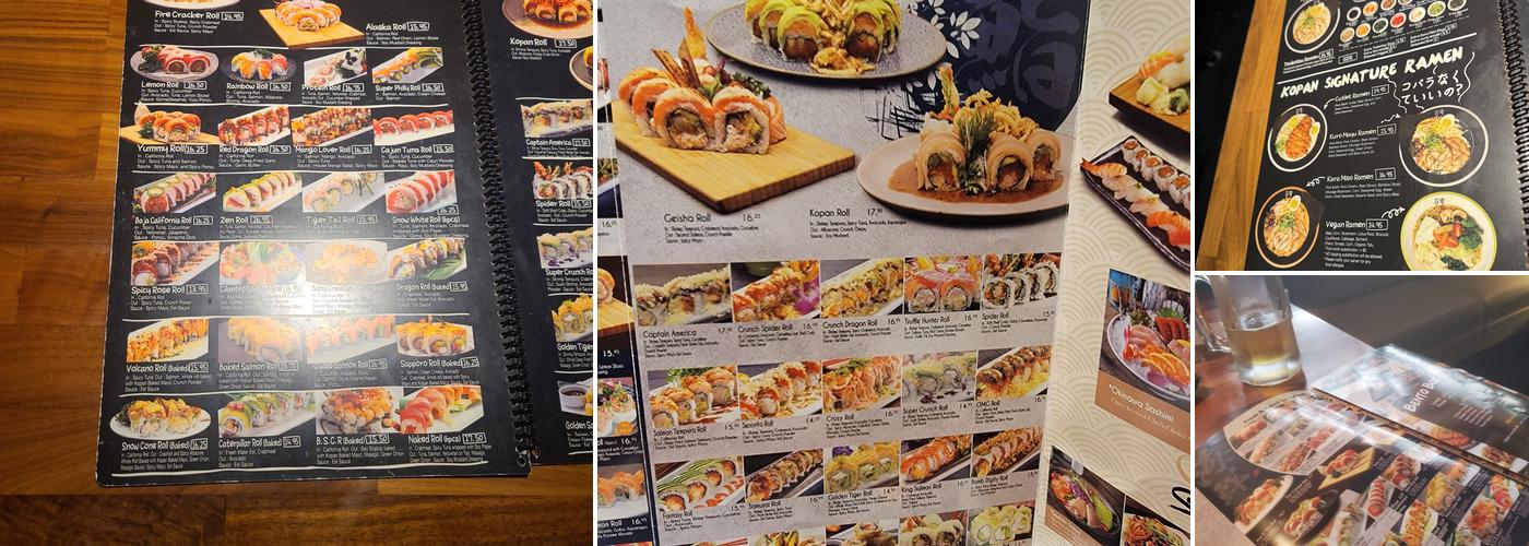 Kopan Sushi & Ramen Menu