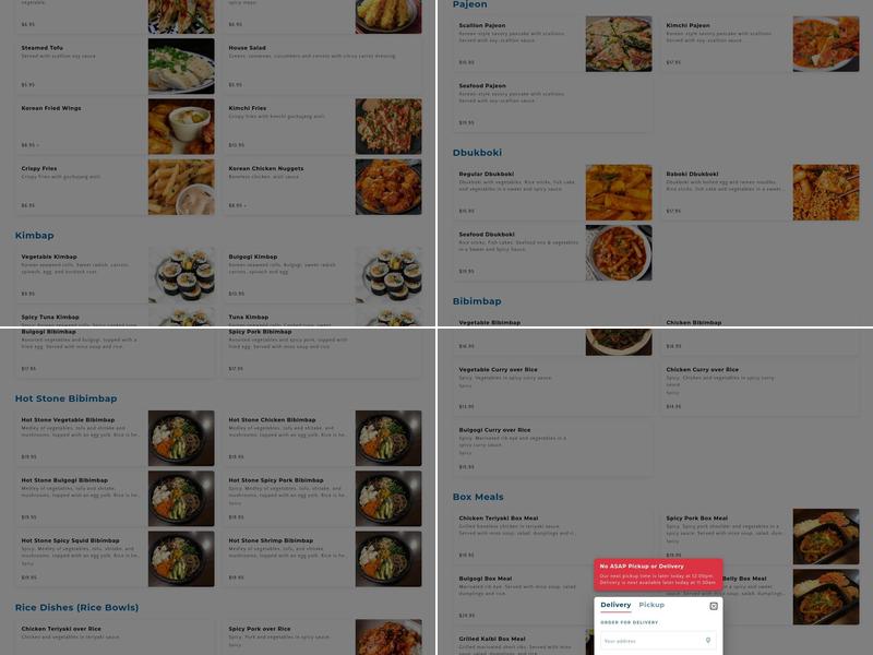 Korean Express Menu