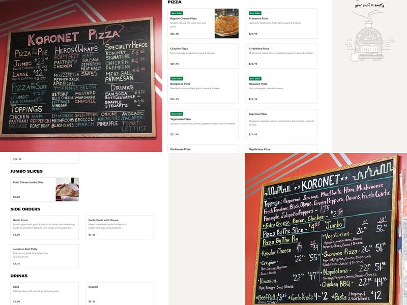 Koronet Pizza Menu